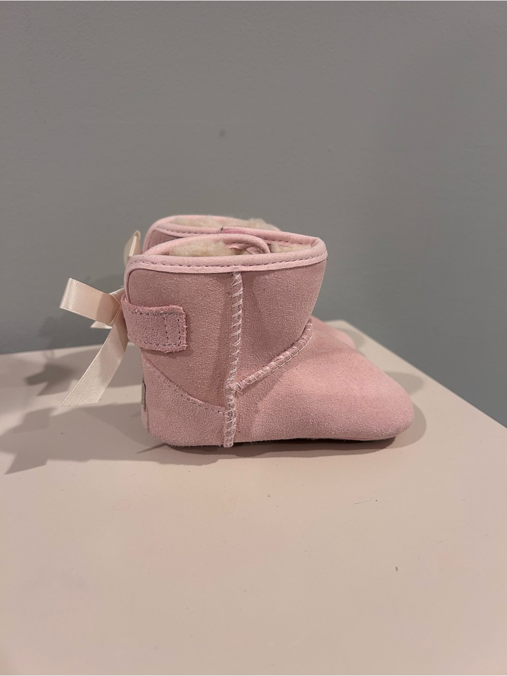 UGG Baby Bootie in Soft Pink with Ribbon